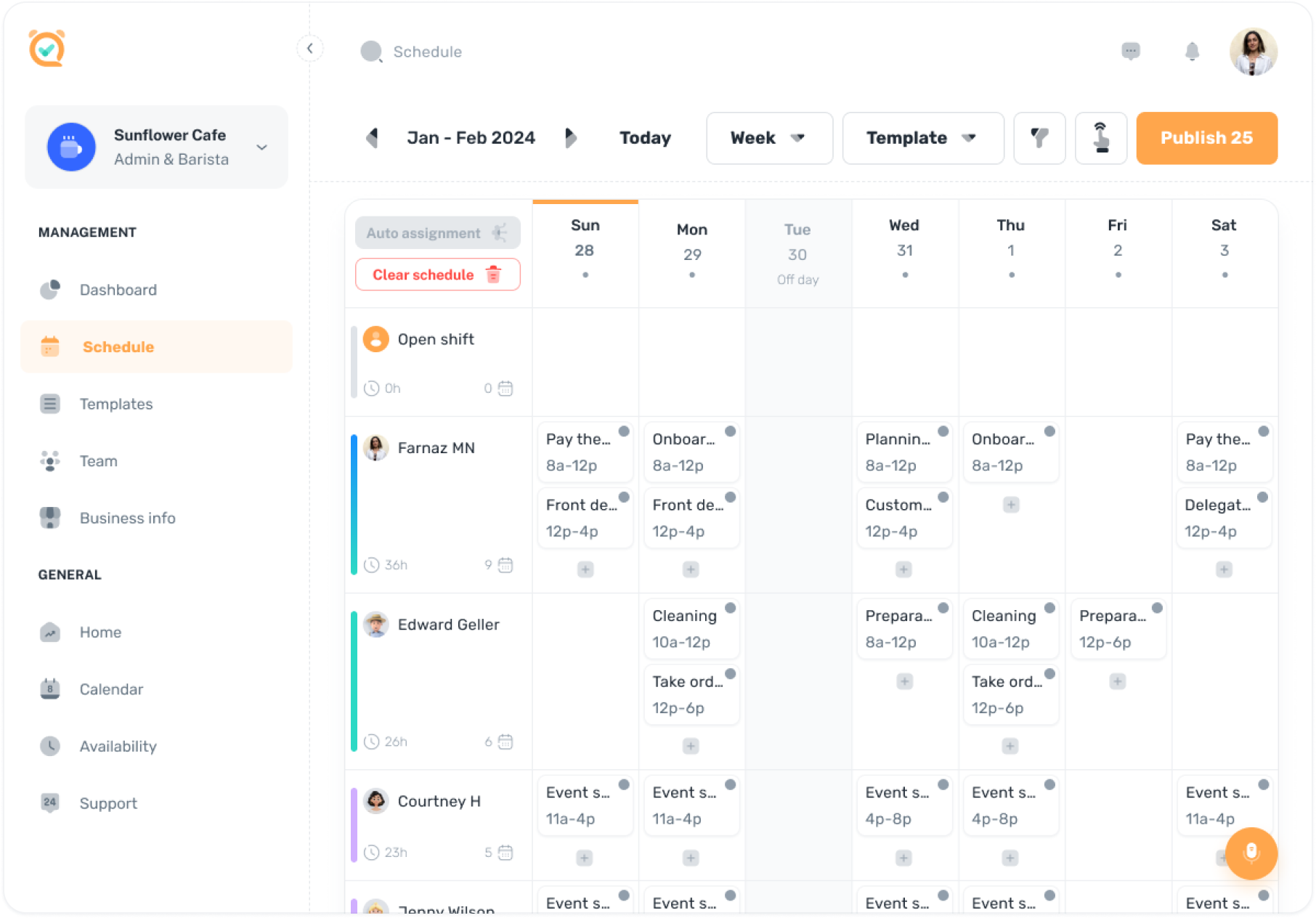 Schedule for template creation