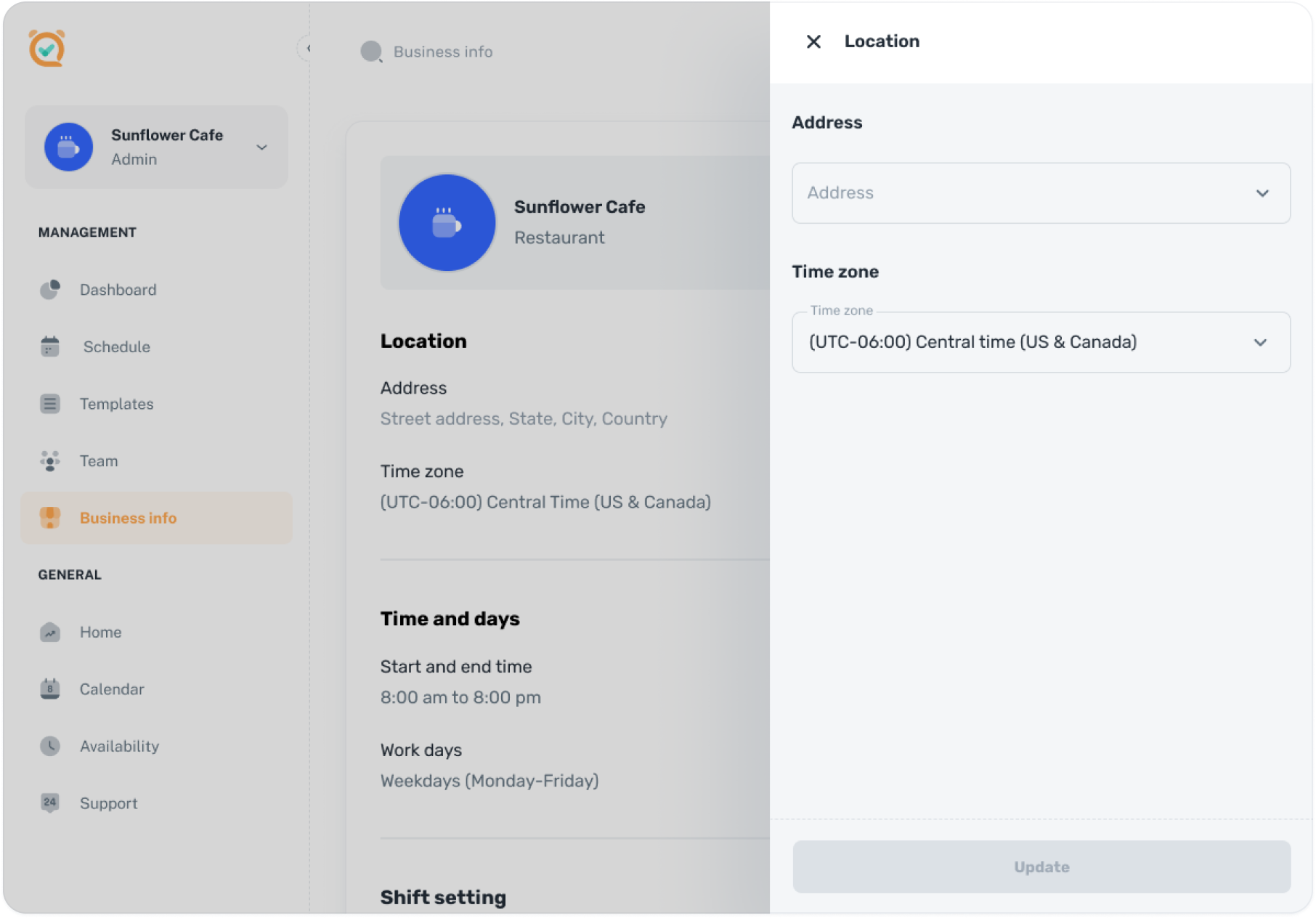 Time zone configuration