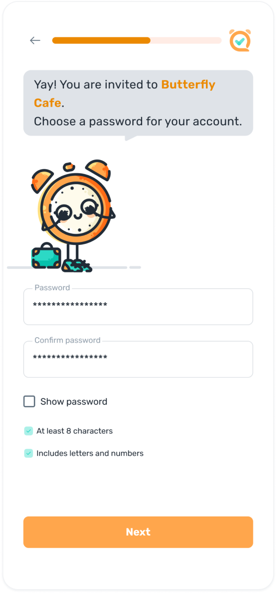 Password setup